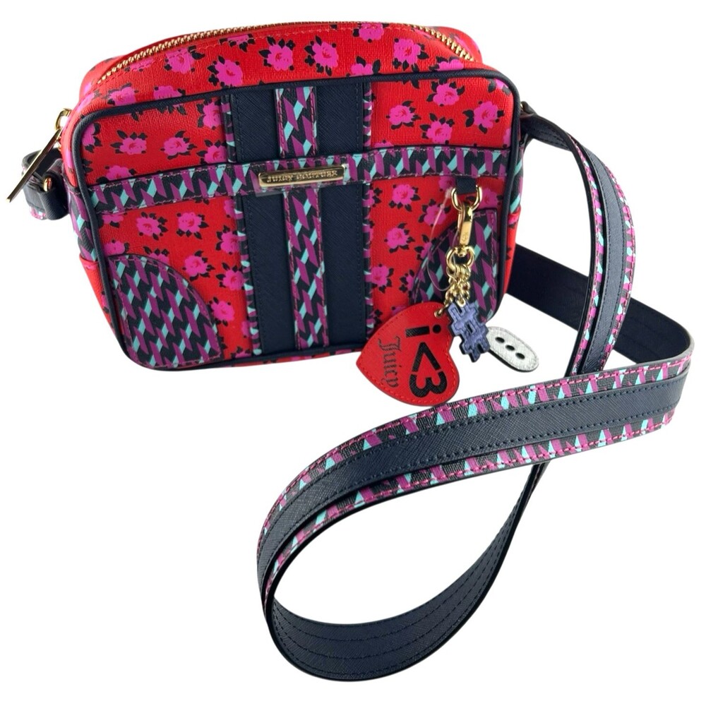 RARE Juicy Couture Granada Crossbody Shoulder Bag BLACK LABEL Y2K Cherry Red NWT
